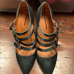 J crew strappy green silk heel 8.5